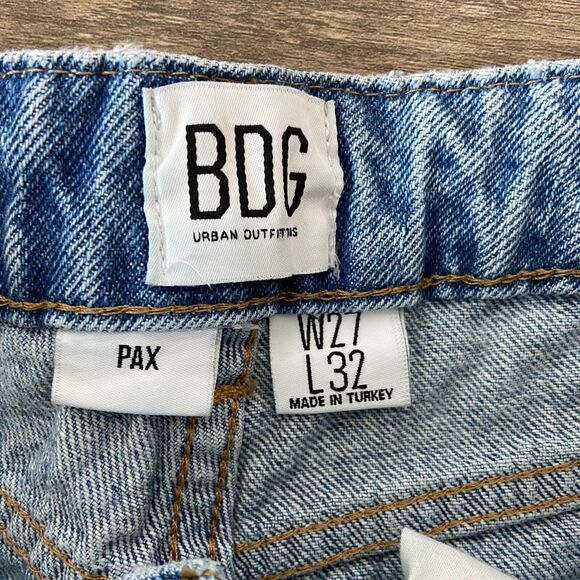 BDG Pax Womens High Rise Distressed Raw Hem Blue Denim Jeans Size 27 - Picture 7 of 10